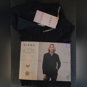 Serra  Black Zip-Up Tech Knit Jacket